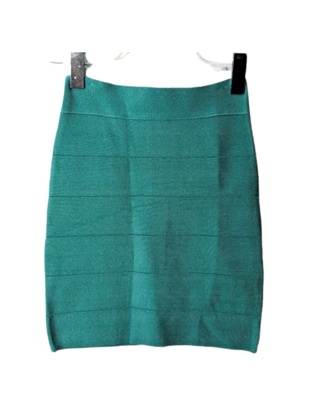 Vintage Y2K BEBE Bandage Mini Skirt Light Turquoise Blue Green Exposed Zipper XS
